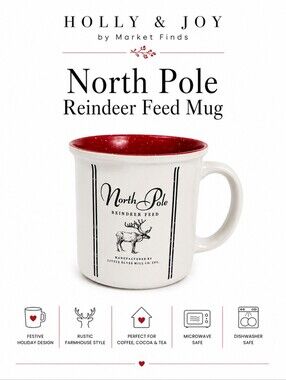 Market Finds Holly & Joy North Pole Reindeer Feed Holiday Mug